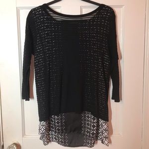 WHBM - L black sheer sweater overlay on silk tank